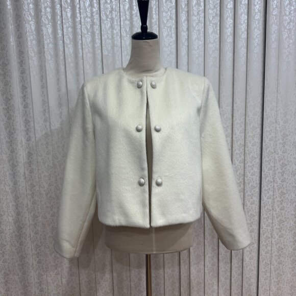 Commense Fuzzy Button Short Wool Coat NWT, Size S - Picture 11 of 15